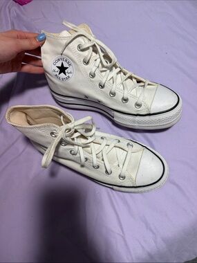 Converse White High Top Platform Sneakers